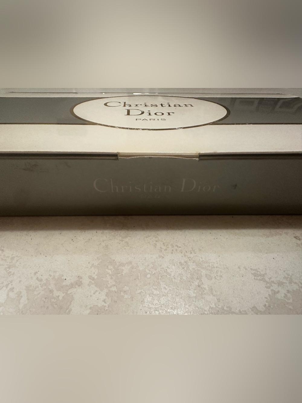 Dior Cream and Gold Christian Dior Box with Logo
